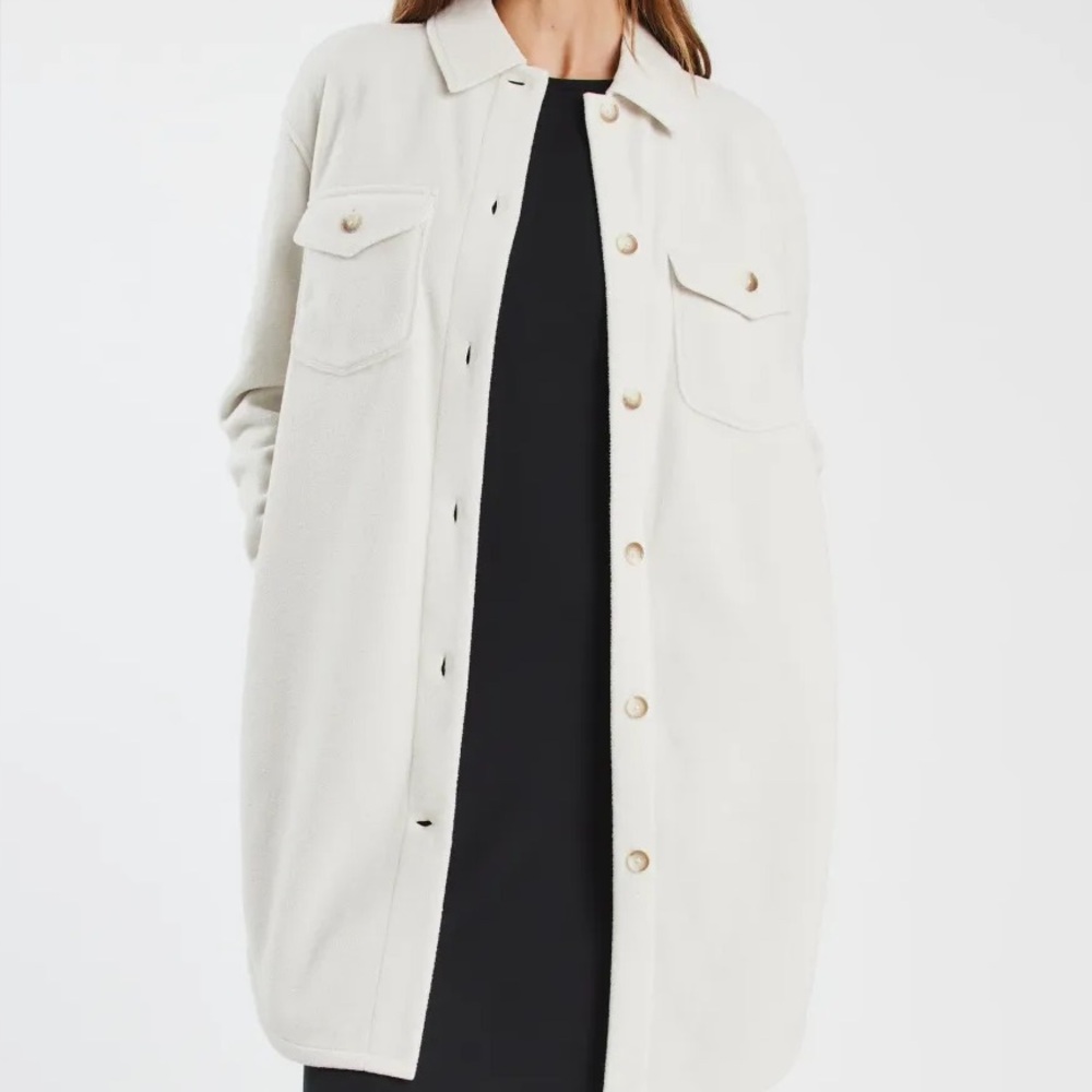 Kit and Ace Cream Utility Jacket Longline Relaxed